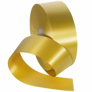 Geschenkband^DecoWoerner Ringelband, 50 Mm, 100 M, gold