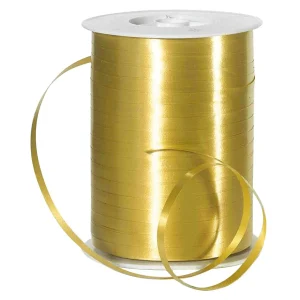 Geschenkband^DecoWoerner Ringelband, 5 Mm, 500 M, gold