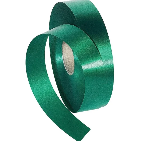 Geschenkband^DecoWoerner Ringelband, 31 Mm, 100 M, grün