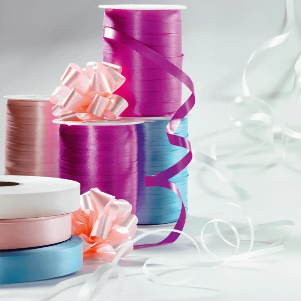Geschenkband^DecoWoerner Ringelband, 10 Mm, 250 M, Pink rosa