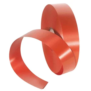 Geschenkband^DecoWoerner Ringelband, 31 Mm, 100 M, rot