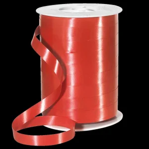Geschenkband^DecoWoerner Ringelband, 10 Mm, 250 M, rot