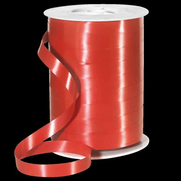Geschenkband^DecoWoerner Ringelband, 10 Mm, 250 M, rot