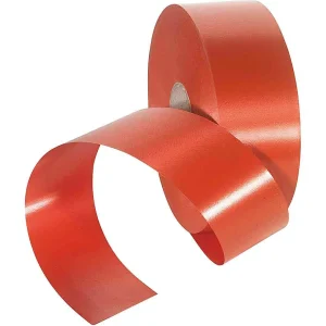 Geschenkband^DecoWoerner Ringelband, 50 Mm, 100 M, rot