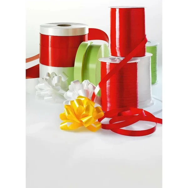 Geschenkband^DecoWoerner Ringelband, 19 Mm, 100 M, rot
