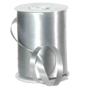 Geschenkband^DecoWoerner Ringelband, 10 Mm, 250 M, silber