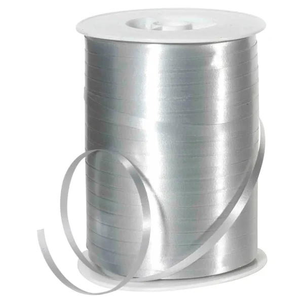 Geschenkband^DecoWoerner Ringelband, 5 Mm, 500 M, silber