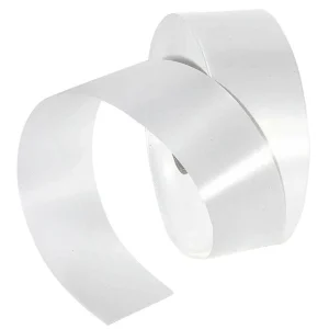 Geschenkband^DecoWoerner Ringelband, 50 Mm, 100 M, weiß