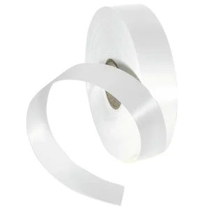 Geschenkband^DecoWoerner Ringelband, 31 Mm, 100 M, weiß