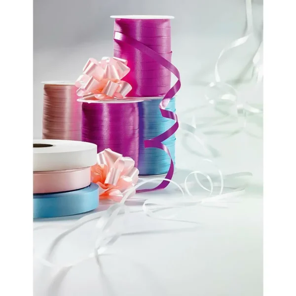Geschenkband^DecoWoerner Ringelband, 31 Mm, 100 M, weiß