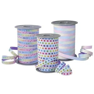 Geschenkband^DecoWoerner Ringelband Happy Birthday Bunt, 10mm, 200 M mehrfarbig