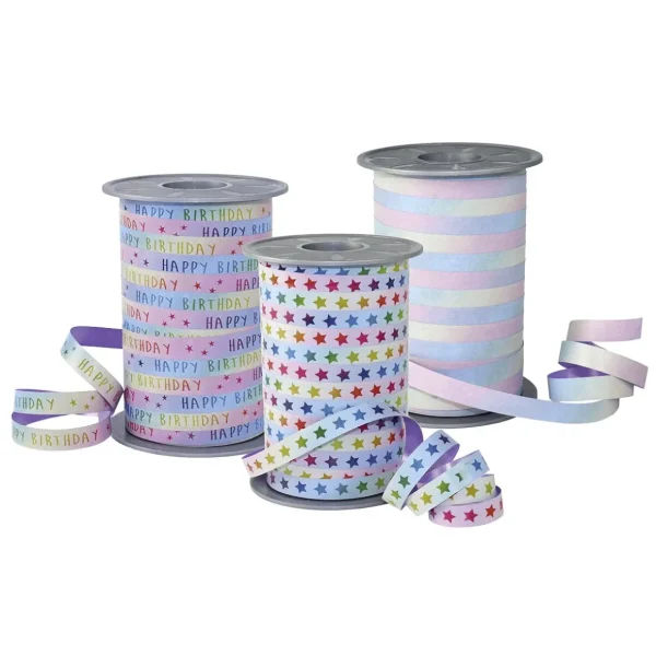 Geschenkband^DecoWoerner Ringelband Happy Birthday Bunt, 10mm, 200 M mehrfarbig