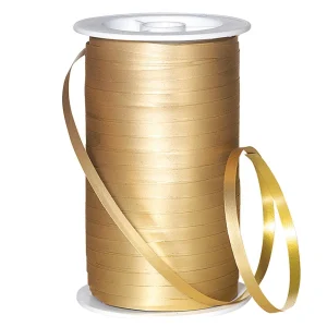 Geschenkband^DecoWoerner Ringelband Matt, 5 Mm, 100 M, gold