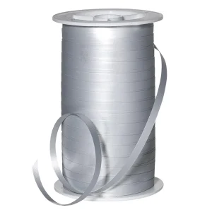 Geschenkband^DecoWoerner Ringelband Matt, 5 Mm, 100 M, silber