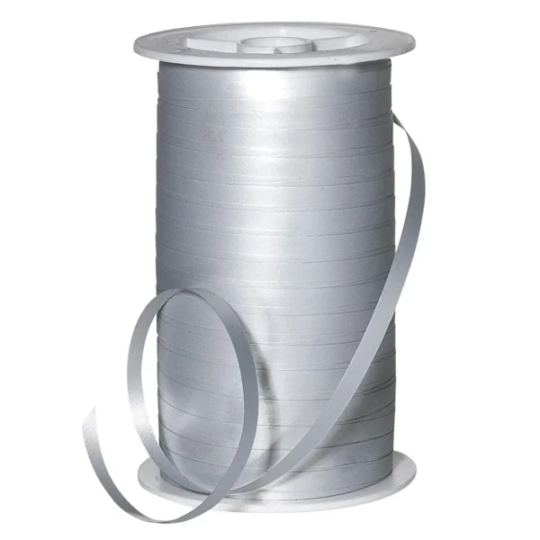 Geschenkband^DecoWoerner Ringelband Matt, 5 Mm, 100 M, silber