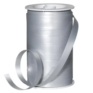 Geschenkband^DecoWoerner Ringelband Matt, 10 Mm, 100 M, silber