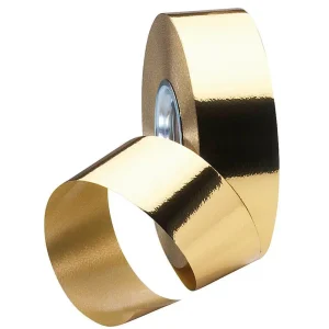Geschenkband^DecoWoerner Ringelband Metallic, 31 Mm, 50 M, gold