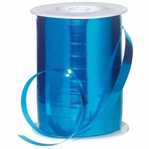 Geschenkband^DecoWoerner Ringelband Metallic, 10 Mm, 250 M, Hell blau