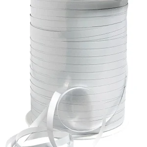 Geschenkband^DecoWoerner Ringelband Metallic, 5 Mm, 250 M, weiß
