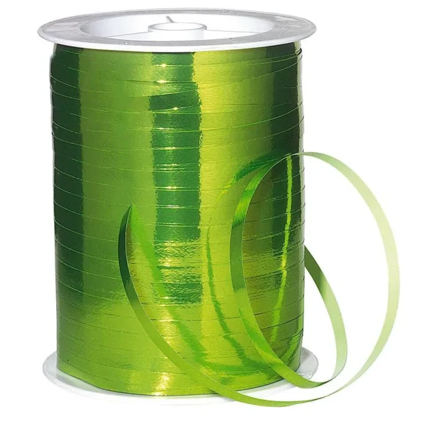 Geschenkband^DecoWoerner Ringelband Metallic, 5 Mm, 250 M, Apfel grün