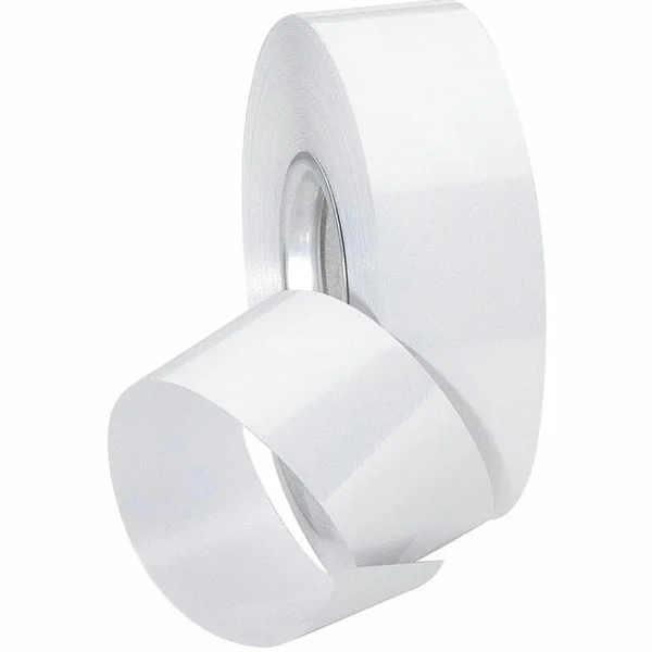 Geschenkband^DecoWoerner Ringelband Metallic, 31 Mm, 50 M, weiß