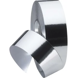 Geschenkband^DecoWoerner Ringelband Metallic, 31 Mm, 50 M, silber