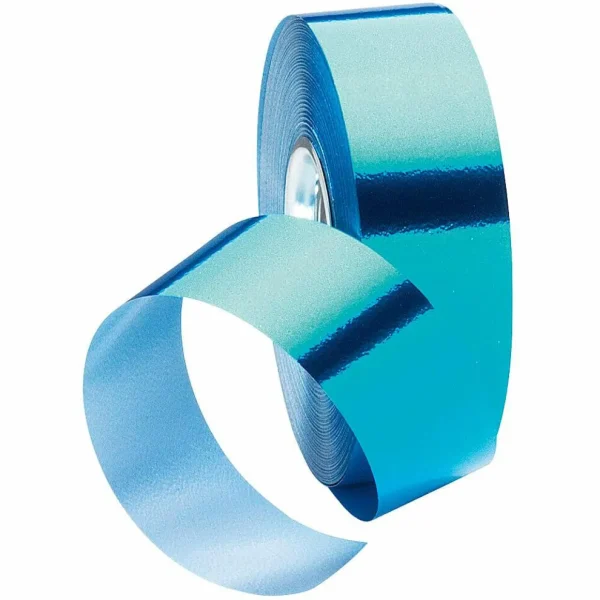 Geschenkband^DecoWoerner Ringelband Metallic, 31 Mm, 50 M, Hell blau