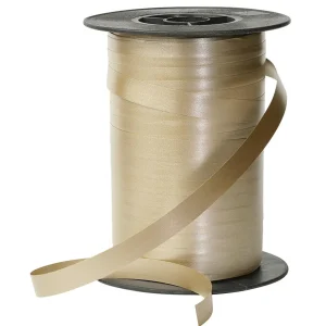 Geschenkband^DecoWoerner Ringelband Pastell, 10 Mm, 150 M, Champagner weiß