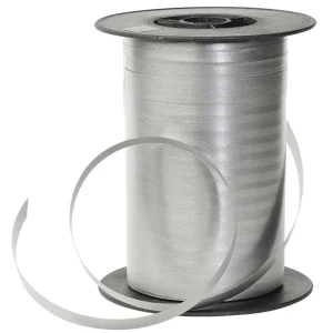 Geschenkband^DecoWoerner Ringelband Pastell, 10 Mm, 150 M, Perl Grau