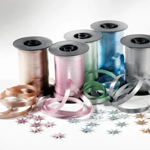 Geschenkband^DecoWoerner Ringelband Pastell, 10 Mm, 150 M, Salbei grün