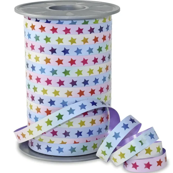 Geschenkband^DecoWoerner Ringelband Rainbow Star Bunt, 10mm, 200 M mehrfarbig