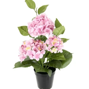 Sommerdeko | Kunstblumen^DecoWoerner Hortensienbusch Im Topf 50 Cm rosa