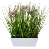 Dekogras^DecoWoerner Wiesenblumen Im Eleganten Weißen Topf 38 Cm Hoch rosa