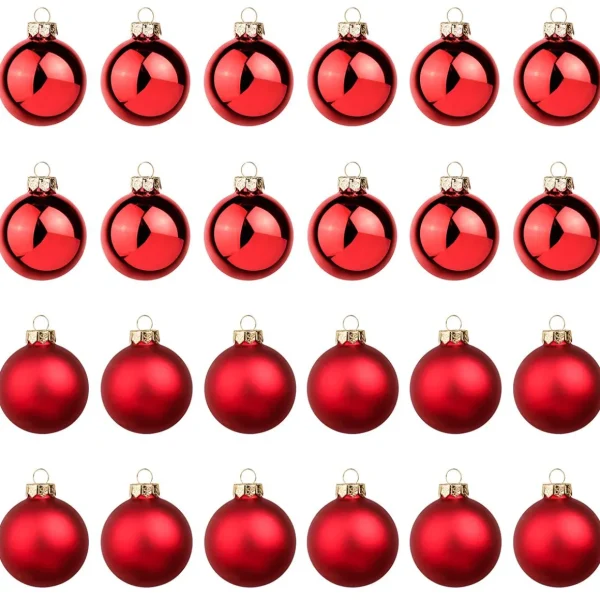 Weihnachtskugeln^DecoWoerner e Weihnachtskugeln Aus Glas 6 Cm Ø – 24 Stück rot
