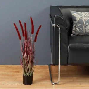 Dekogras^DecoWoerner es Deko-Federborstengras Im Schwarzen Topf 70 Cm rot