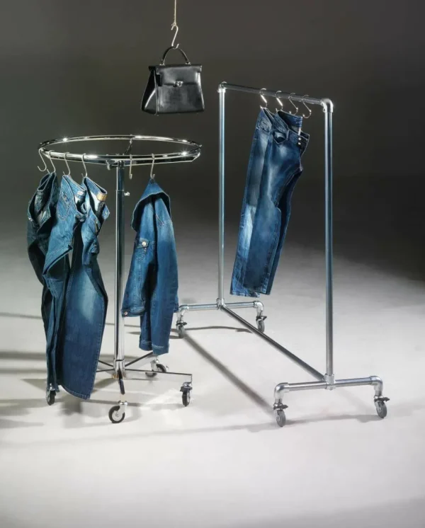 Kleiderständer^DecoWoerner Rundständer 80 Cm Ø, Höhenverstellbar silber