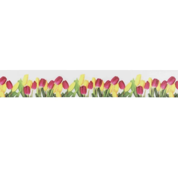 Geschenkband^DecoWoerner Satinband Geschenkband Mit Tulpen Motiv, 23 Mm, 20 M mehrfarbig