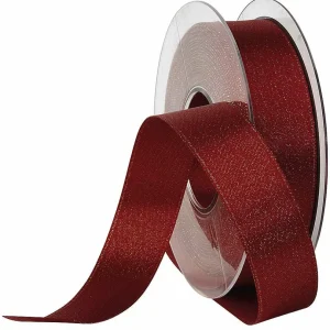 Geschenkband^DecoWoerner Satinband Glitter, 25 Mm, 20 M, Bordeaux rot