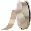 Geschenkband^DecoWoerner Satinband Glitter, 25 Mm, 20 M, Creme weiß