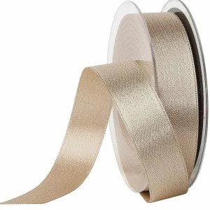 Geschenkband^DecoWoerner Satinband Glitter, 25 Mm, 20 M, Creme weiß