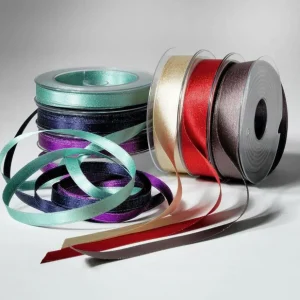 Geschenkband^DecoWoerner Satinband Glitter, 25 Mm, 20 M, rot