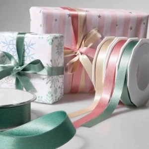 Geschenkband^DecoWoerner Satinband Glitter, 15 Mm, 20 M, Mint grün