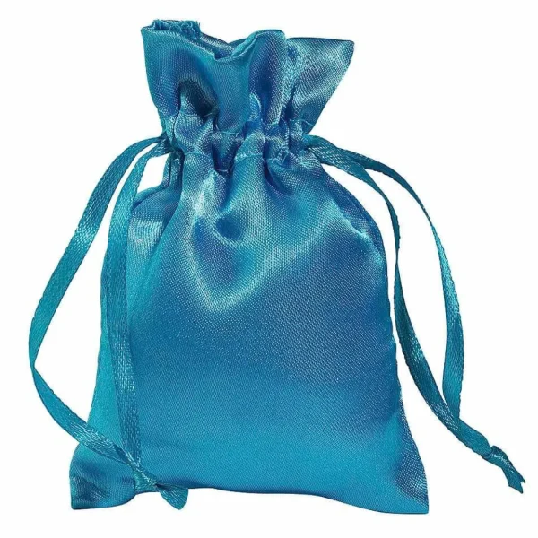 Geschenksäckchen^DecoWoerner Satinsäckchen 10 Cm, 30 Stück, Eis blau