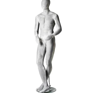 Schaufensterpuppen^DecoWoerner Schaufensterpuppe Mann SCULPTURE Bein überkreuzt Beton-Optik mehrfarbig