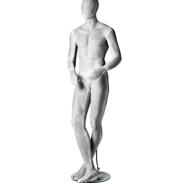 Schaufensterpuppen^DecoWoerner Schaufensterpuppe Mann SCULPTURE Bein überkreuzt Beton-Optik mehrfarbig