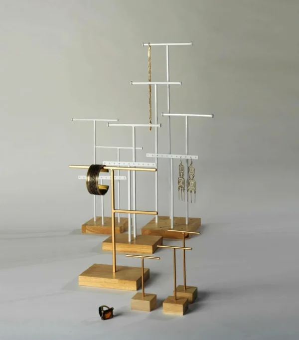 Warenpräsentation^DecoWoerner Schmuckständer, T-Ständer 3tlg., 28 Cm Hoch weiß