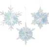 Winterdeko | Weihnachtsfiguren^DecoWoerner Schneeflocken-Hänger Irisierend 3tlg. Set, 10 CmØ transparent