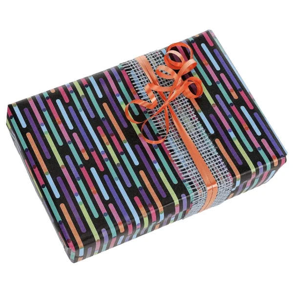 Geschenkpapier^DecoWoerner es Geschenkpapier Bunt Gestreift, 50 Cm, 50 M schwarz