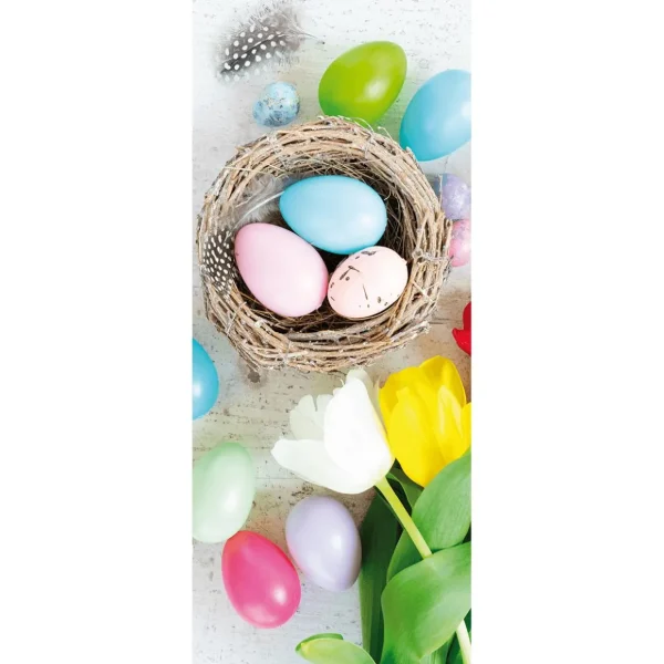 Osterdeko | Frühlingsbanner^DecoWoerner Schwer Entflammbarer Stoffbanner Bunte Ostereier Und Tulpen Aus Fahnenstoff 75 X 180 Cm mehrfarbig