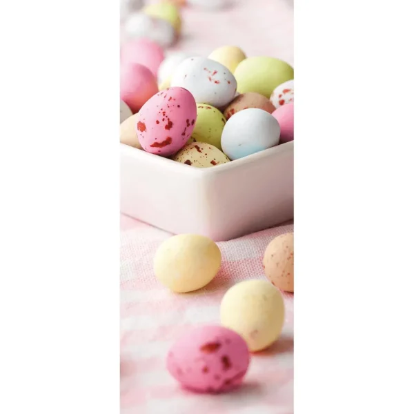 Osterdeko | Frühlingsbanner^DecoWoerner Schwer Entflammbarer Stoffbanner „bunte Schokoladen-Ostereier“ Aus Fahnenstoff 75 X 180 Cm rosa